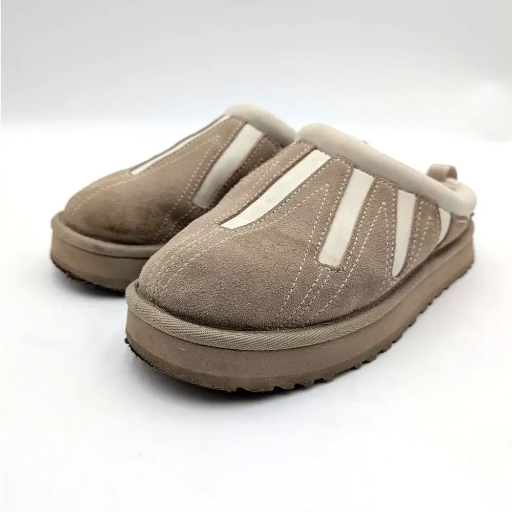 UGG Tazz Slip-On Slipper Shoes Closed Round Toe Kids' Taupe Size US4 EU36